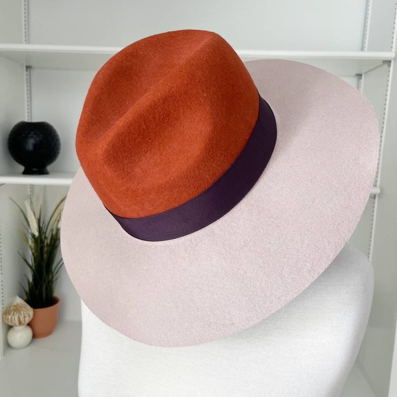 Urban Outfitters Accessories - Urban Outfitters Rust Mauve Colorblock Felted Wool Fedora Hat
